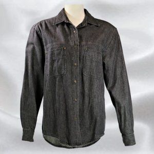 MODA INT'L Boyfriend Style Black Denim Shirt in Size Small